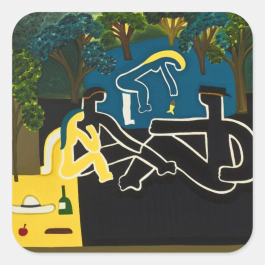 Dejeuner sur l'herbe quadratischer aufkleber (Vorderseite)
