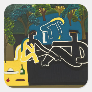 Dejeuner sur l'herbe quadratischer aufkleber