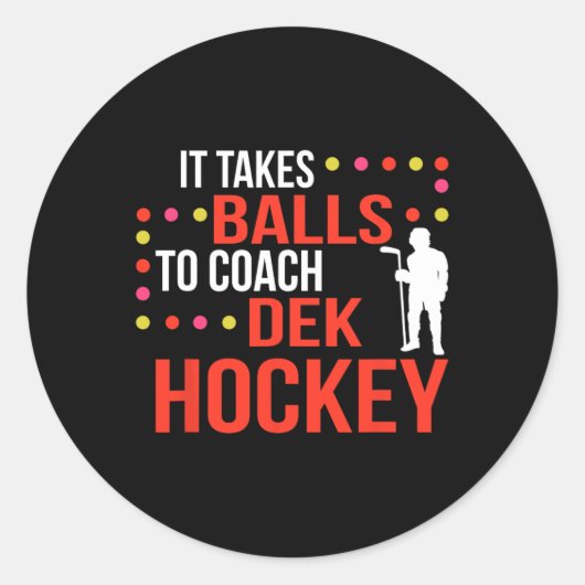 Dek Hockey Coach Runder Aufkleber (Vorderseite)