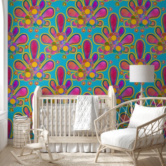 Dekadadent Guilded Retro Watercolor Ploomf im Somm Tapete (Kinder)