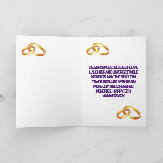 Dekade der Liebe , 10 Jahre gemeinsam feiern " Einladung (Innenseite)