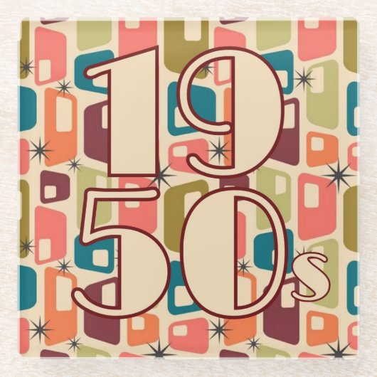 Dekade-Design der 1950er Jahre Glasuntersetzer (Vorderseite)