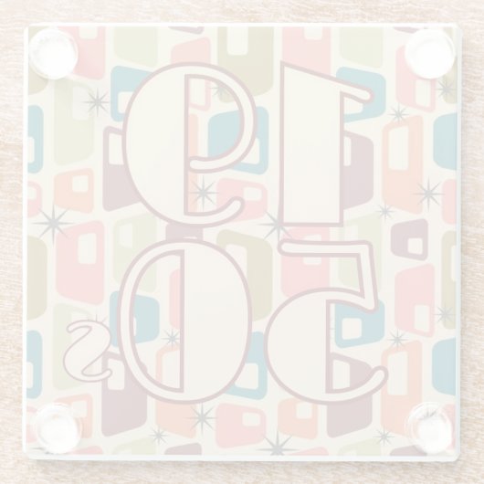 Dekade-Design der 1950er Jahre Glasuntersetzer (Rückseite)