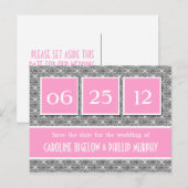Dekadent Damask Save the Date Postkarte (Vorne/Hinten)