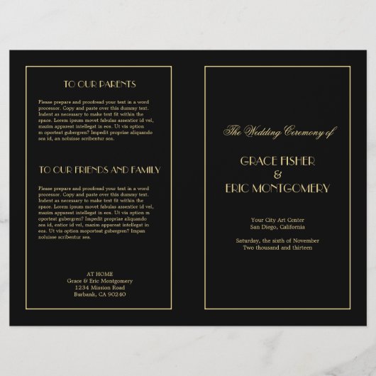 Dekadent Deko elegantes formales Hochzeitsprogramm (Vorderseite)