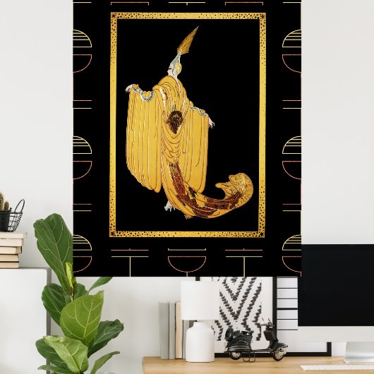 Dekadent Deko Style Lady Poster - Gold/Gelb (Heimbüro)