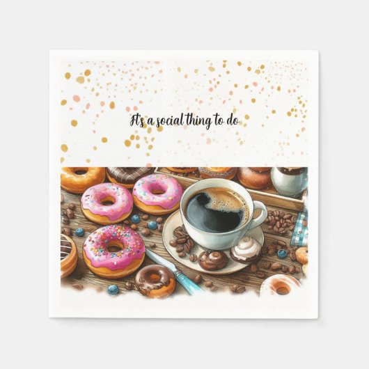 Dekadent Donuts und Kaffee Sozialpapier Napkins Serviette (Vorderseite)