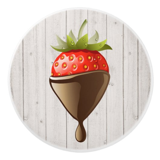Dekadent Erdbeere in Schokoladenziehern Keramikknauf (Vorderseite)