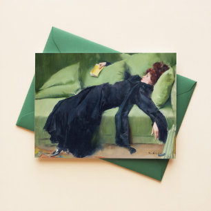 Dekadente junge Frau Ramon Casas Vintage-Kunstkart Postkarte