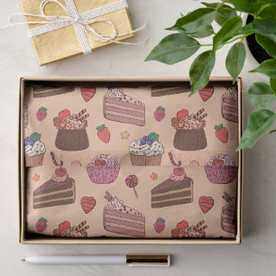 Dekadente Kuchenscheiben und süße Bäckerei-Muster Seidenpapier