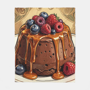 Dekadenter Schokoladen-Karamell-Beeren-Kuchen Fleecedecke