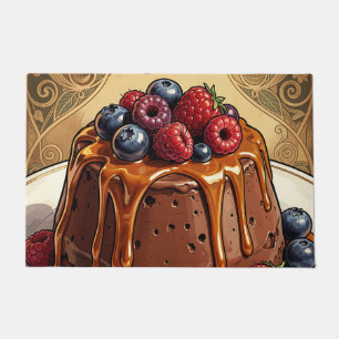 Dekadenter Schokoladen-Karamell-Beeren-Kuchen Fußmatte