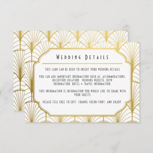 Dekadenz Golden Art Deco Einladung (Vorne/Hinten)