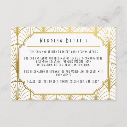 Dekadenz Golden Art Deco Einladung (Vorderseite)