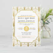 Dekadenz Goldene Kunst-Déco Einladung (Stehend Vorderseite)