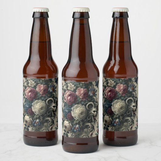 Dekadenzblättern - gotisches Barock Bierflaschenetikett (Flaschen)