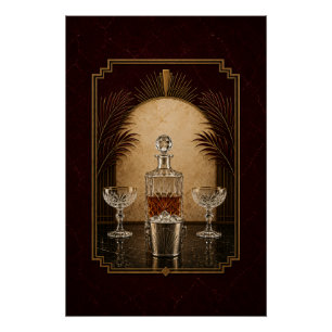 Dekanter-Stillleben Art Deco Poster Bar Kunst