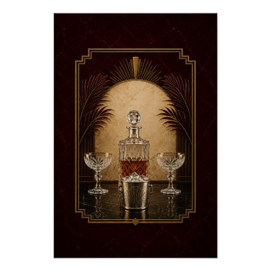 Dekanter-Stillleben Art Deco Poster | Bar Kunst (Vorderseite)