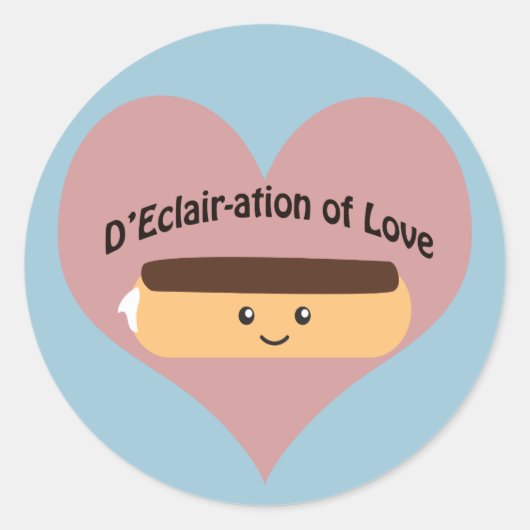 D'eklair of Liebe Runder Aufkleber (Vorderseite)