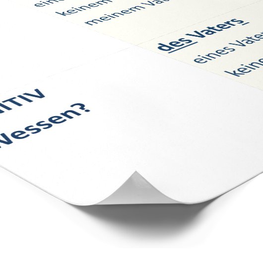 Deklination - Nomen (N-A-D-G / m-f-n-pl) Poster (Ecke)