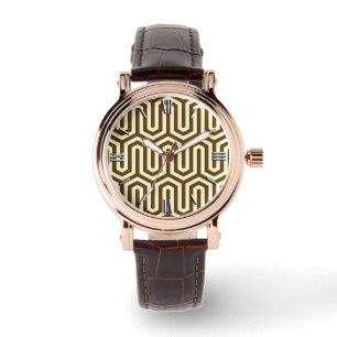 Deko ägyptischer Motiv - Schokoladenbraun und Sahn Armbanduhr