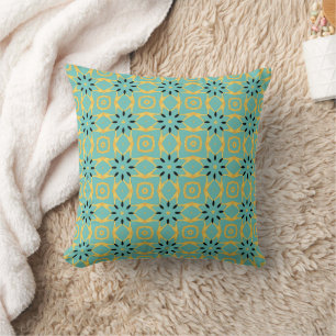 Deko Aquamarin Gold Geometric Accent Pillow Kissen
