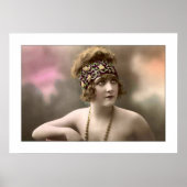 Deko-Ära-Mädchen mit Kopftuchperlen Poster (Vorne)