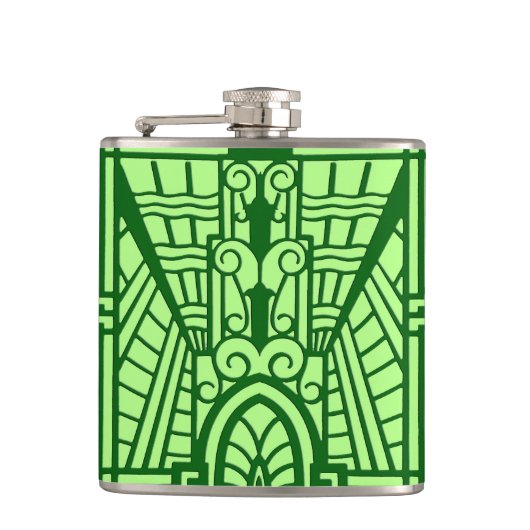 Deko Architectural Pattern, Light Jade Green Flachmann (Vorderseite)