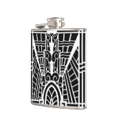 Deko Architektur Muster, Schwarz und Weiß Flachmann (Links)