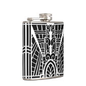 Deko Architektur Muster, Schwarz und Weiß Flachmann (Rechts)