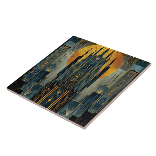 Deko-Architektur nachts Fliese (Seite)