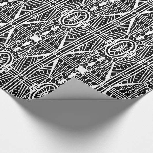 Deko-Architekturmuster, Schwarzweiss Geschenkpapier (Ecke)