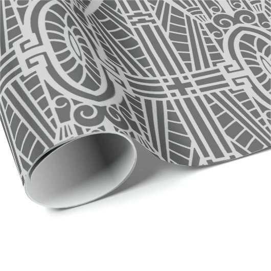 Deko-Architekturmuster, silbernes Grau/Grau Geschenkpapier (Rolleneckpunkt)
