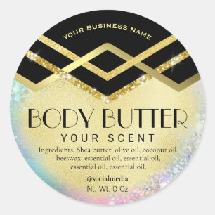 Deko Art Black Gold Pastel Body Butter Labels Runder Aufkleber