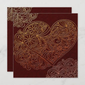 Deko Art Brown Heart Wedding Einladung (Vorne/Hinten)