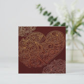 Deko Art Brown Heart Wedding Einladung (Stehend Vorderseite)