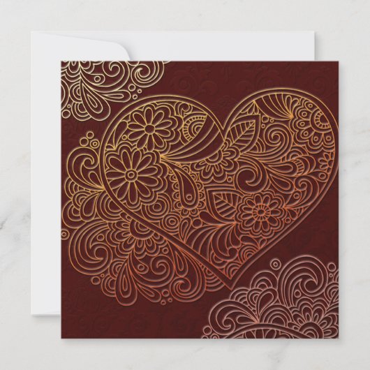Deko Art Brown Heart Wedding Einladung (Vorderseite)