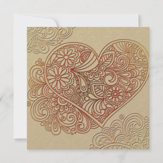 Deko Art Cream Heart Wedding Einladung (Vorderseite)