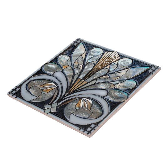 Deko Beautiful Schwarz-weiß Iridescent Glass Gold Fliese (Seite)