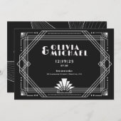 Deko Black and White Einladung (Vorne/Hinten)