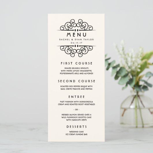 Deko Blüh Wedding Menu Menükarte (Stehend Vorderseite)