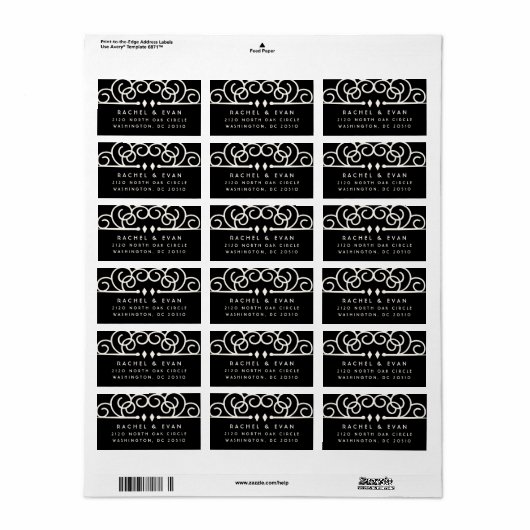 Deko Blühte Oversifizierte Rücksendeadresse | Schw Adressaufkleber (Vorne)