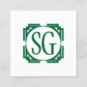 Deko Box - Initialen - Forest Green Quadratische Visitenkarte (Vorderseite)