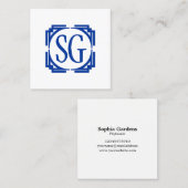 Deko Box - Initialen - Navy Blue Quadratische Visitenkarte (Vorne/Hinten)