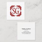 Deko Box - Initialen - Ruby Red Quadratische Visitenkarte (Vorne/Hinten)
