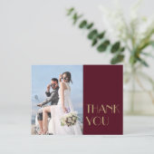 Deko | Burgundy Wedding Foto Vielen Dank Postkarte (Stehend Vorderseite)