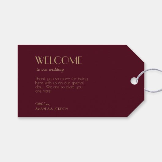 Deko | Burgundy Wedding Gift Tags Geschenkanhänger (Vorderseite (Horizontal))