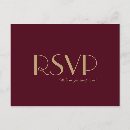 Deko | Burgundy Wedding RSVP Einladungspostkarte (Vorderseite)