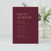 Deko | Burgundy Wedding Zeitplan Begleitkarte (Stehend Vorderseite)