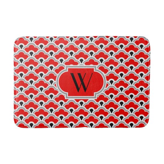 Deko-chinesische Kamm-Muscheln, Rot, Grau, Badematte (Vorderseite)